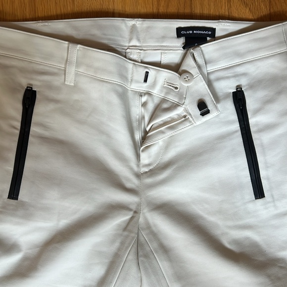 Club Monaco cream/white skinny pants with black leather trims - Picture 4 of 6